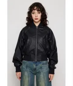CROPPED FAUX LEATHER ブルゾン BZB Womens Black Leather Jacket Cropped Zip Up Jacket Fall Fashion