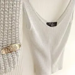 CECIL McBEE 背中綺麗 ノースリーブ トップス シルバー グレー M