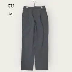 GU センタープレス スラックス チャコール きれいめ ベーシック 通勤Mサイズ
