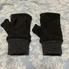 フリース手袋指無し　グレー