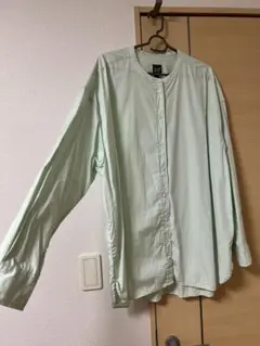 GAP バンドカラー 長袖シャツ ライトグリーン L