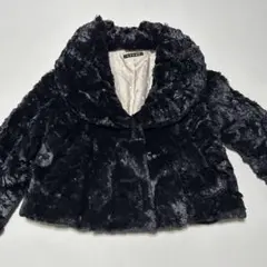 黒のファーショートコート　レディース　Mサイズ フェイクファー　パーティ　結婚式