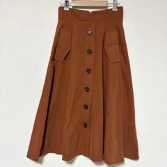 INGNI✨良品　フレアスカート　フロントボタン　カジュアル　ブラウン系　（M）