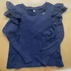 エニィファム 120 長袖Tシャツ ネイビー フリル レース　清楚