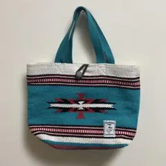 ターコイズ 幾何学模様 トートバッグ