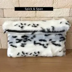 [未使用] Spick & Span スノーレオパード柄 フェイクファークラッチ