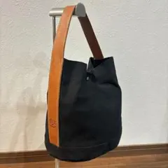 【美品】IL BISONTE イルビゾンテ キャンパス×レザー ハンドバッグ