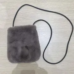 ファー素材 グレー ショルダーバッグ