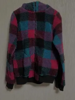 ボア　マルチカラーブロックチェック　ジャケット　パーカー　レディース　Ｌ