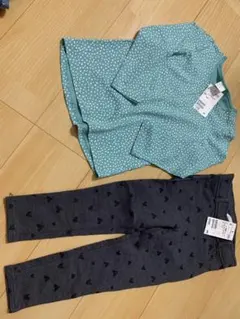 二点セット❣️新品❣️水色ドットTシャツとグレー心柄パンツセット