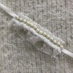 ④ にじぱぺ　サイズ　ヘッドドレス　ホワイトフリルパール