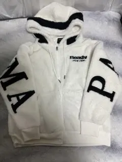 フリースジャケット ホワイト フード付き