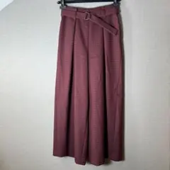 【GEORGES RECH】チェック柄 ワイドパンツ(36 S)ベルト付