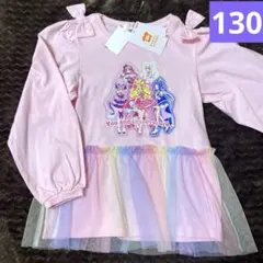 新品　アイドルプリキュア 長袖カットソー 130㎝ チュニック　ロンT ピンク