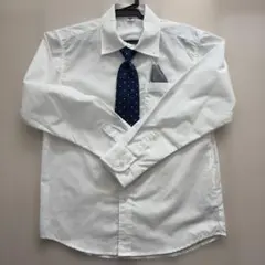 ホワイト長袖シャツ ドットネクタイ付き