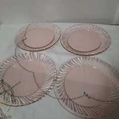 4枚セット arcorocアルコロック 22.5cmプレート ピンク ビンテージ