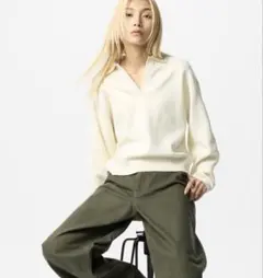 UNIQLO スムースコットンリラックスポロセーター　Ｌ