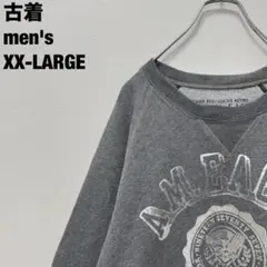 古着 アメリカンイーグル スウェット 前V ラグランスリーブ グレーXXL