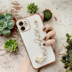 iPhone13Pro ケース 韓国 可愛い スマホカバー パールチェーン