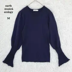 earth music&ecology 袖ポイントニットプルオーバー ネイビー