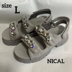 NICAL サンダル　ビジュー　グレー　パール　厚底　卑弥呼　ニカルのサムネイル