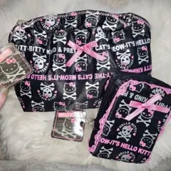 当時物 新品 タグ付き HELLOKITTY ドクロ柄 ポーチ&シガレットケース