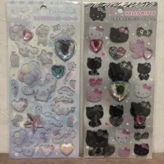シナモロール　キラキララインストーンシール　ゼブラ　ギャル　キティちゃん　黒