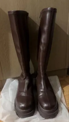 Heatherインヒールストレッチロングブーツ　ブラウンMサイズ
