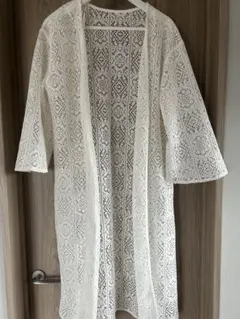 美品！ホワイト レース編み カーディガン 長袖