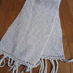 柔らかいく気持ち良い、手編みグレー ニット 未使用品 マフラー