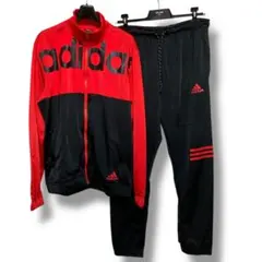 Y*K様 adidas トラックジャケット セットアップ ジャージ上下 赤黒 ロ