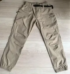 OUTDOOR ベージュ カーゴパンツ ゴムウエスト ベルト付き