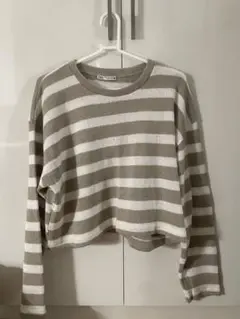 ZARAストライプクロップドニット