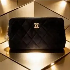 [新品]CHANELシャネル　ベルベット調　コスメメイクアップポーチ　ノベルティ