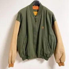 90s Timberland 袖レザー　スタジャン 中綿入り ビンテージ　本革