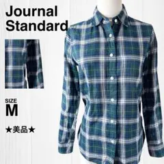 【美品】長袖チェック柄シャツ 替えボタン インディゴ染 ジャーナルスタンダード