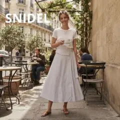 【SNIDEL】スナイデル　ストライプ柄フレアスカート 巻きスカート風　プリーツ