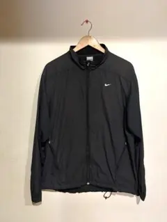 【希少】90s NIKE 銀タグ ナイロンジャケット スウッシュ刺繍ロゴ黒y2k