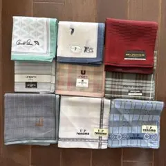 未使用　紳士 色々ブランドハンカチ9枚　ダンヒル　レノマ　アーノルドパーマー 他
