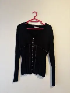 レディース カットソートップス 黒 ブラックレース