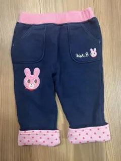ホットビスケッツ ウサギ刺繍 ネイビー パンツ80