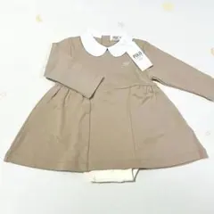 Polo ベージュ 長袖 ワンピース ドレス インナー付き