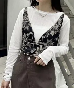 mystic ジャガードビスチェ　ブラック