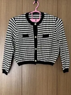 白黒ダイヤモンドパターンカーディガン　サイズXL 新品