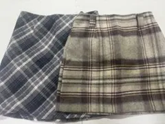 グレー系&ブラウン系チェック柄タイトミニスカートセット