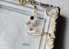 ハンドメイド 花　レジンピアス