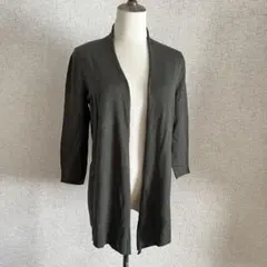 ZARAKNIT/グリーン 七分袖カーディガン ニット オープンフロント