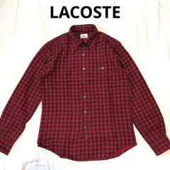 LACOSTE 赤と黒チェック 長袖シャツ　サイズ2