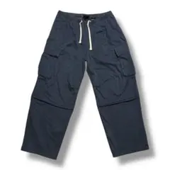 H&M カーゴパンツ S ウエストゴム 紐付き ネイビー イージーパンツ