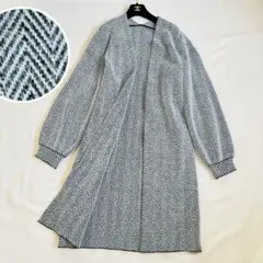 ギザギザ模様　ニット　ロングカーディガン　ニットコート　コーディガン　L 総柄